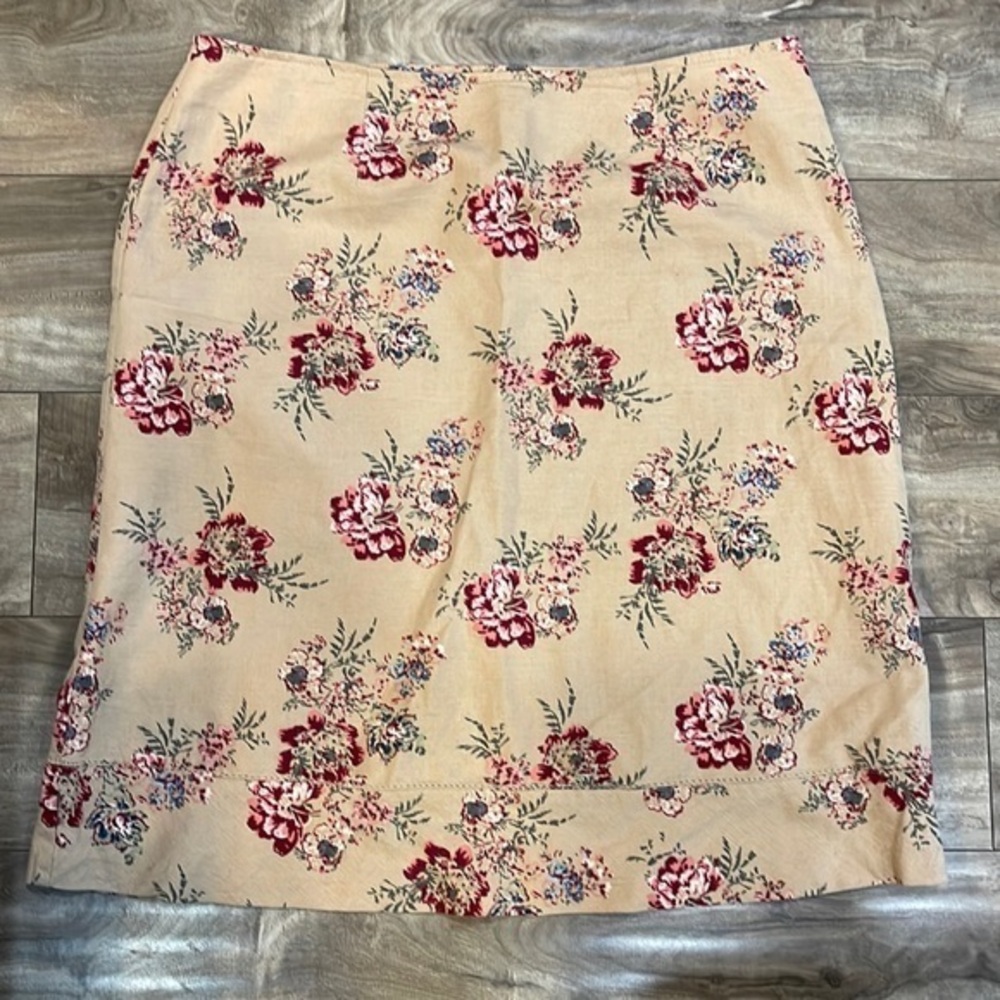 Eddie Bauer Linen Blend Floral Skirt Size 14